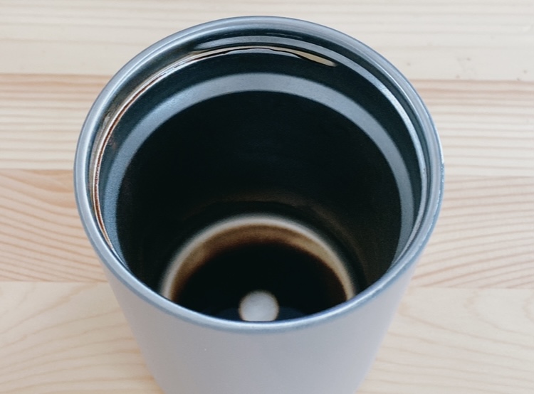 コーヒーの粉が少し残っているところ