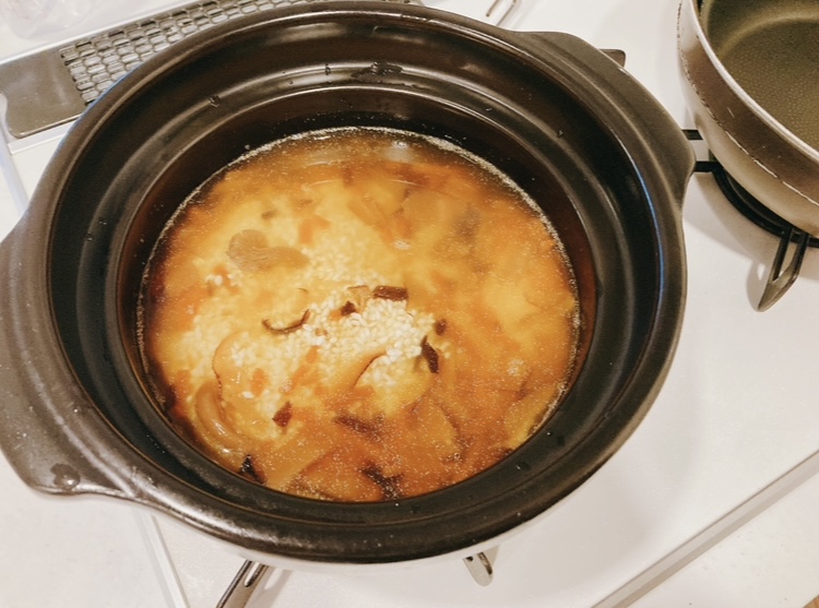 釜めしの素を入れて軽く混ぜたところ